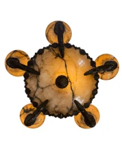 French Art Deco Alabaster Chandelier, 1930s